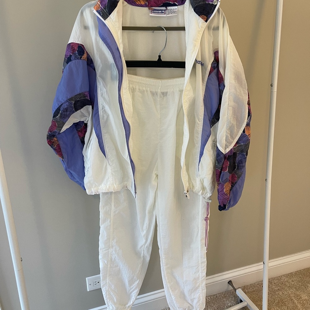 Vintage 1990s Woman’s Reebok White and Purple Track Suit Size Medium